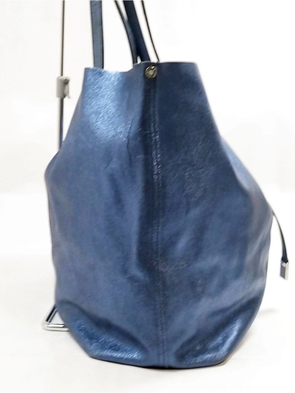Tiffany&Co Blue Leather Tote Bag Shoulder Bag Handbag with pouch - Picture 3 of 11